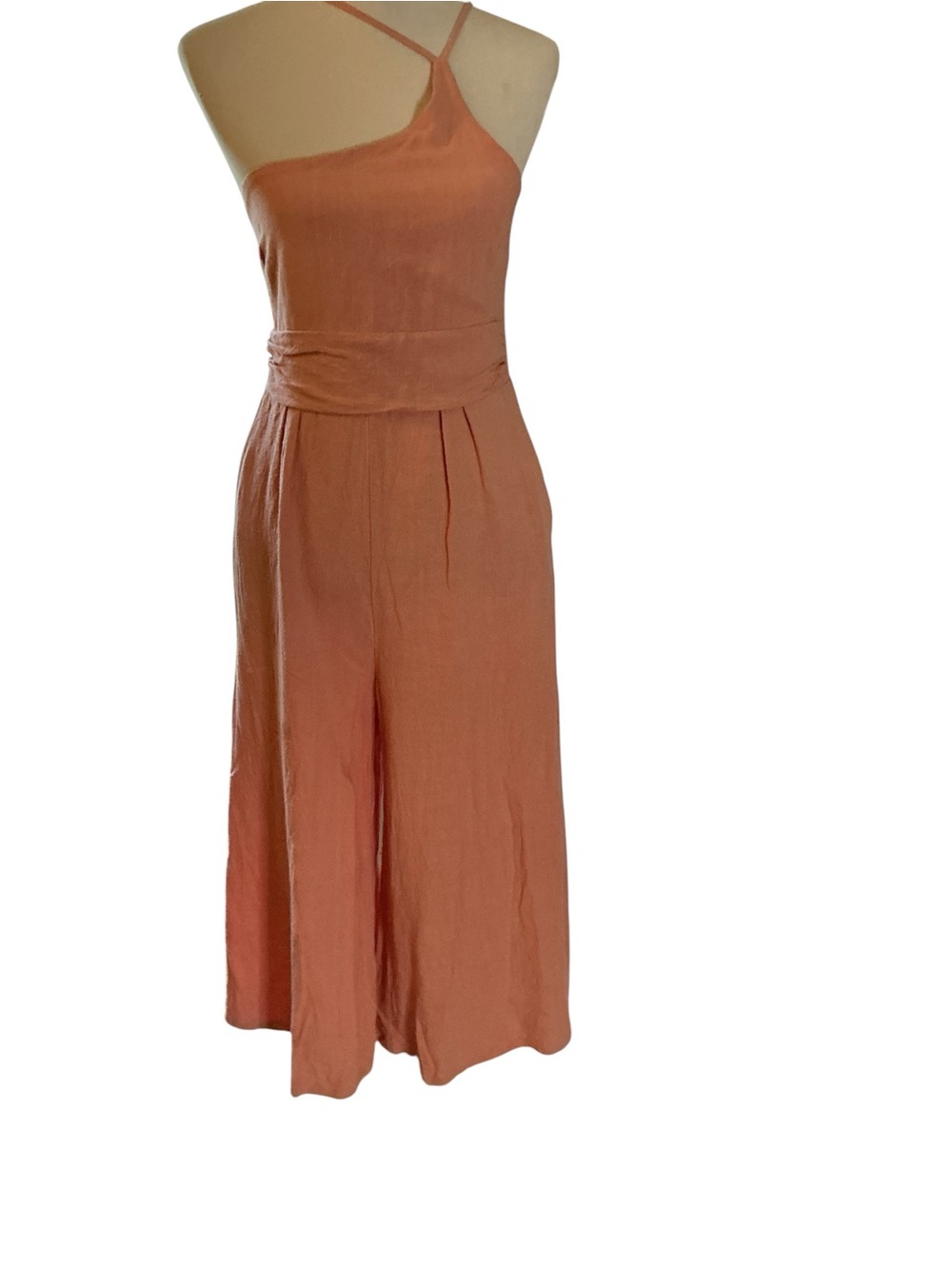One-Shoulder Wide-Leg Jumpsuit in Terracotta